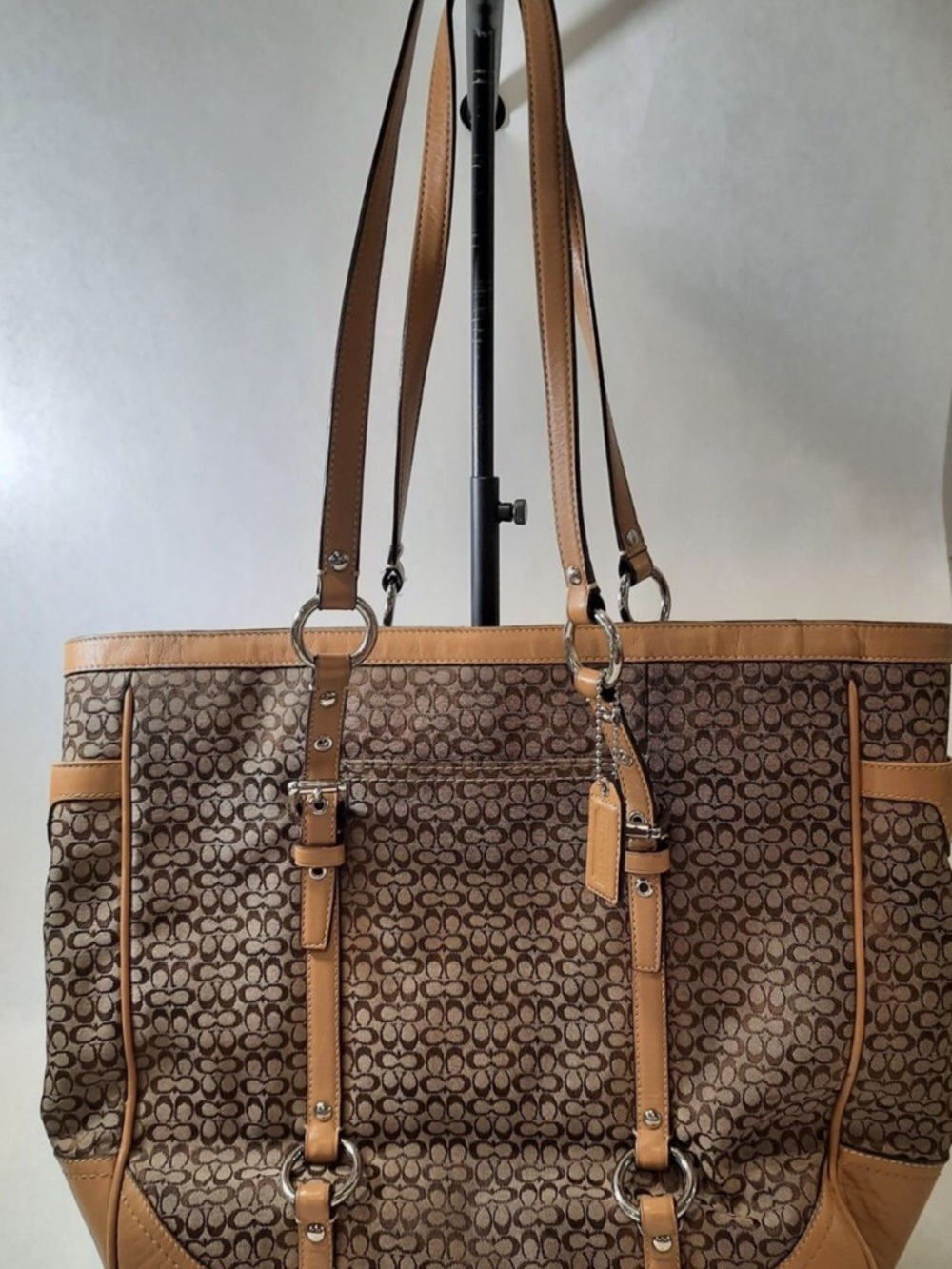 Coach Signature Leather Trim Women's Tote Handbag Vintage